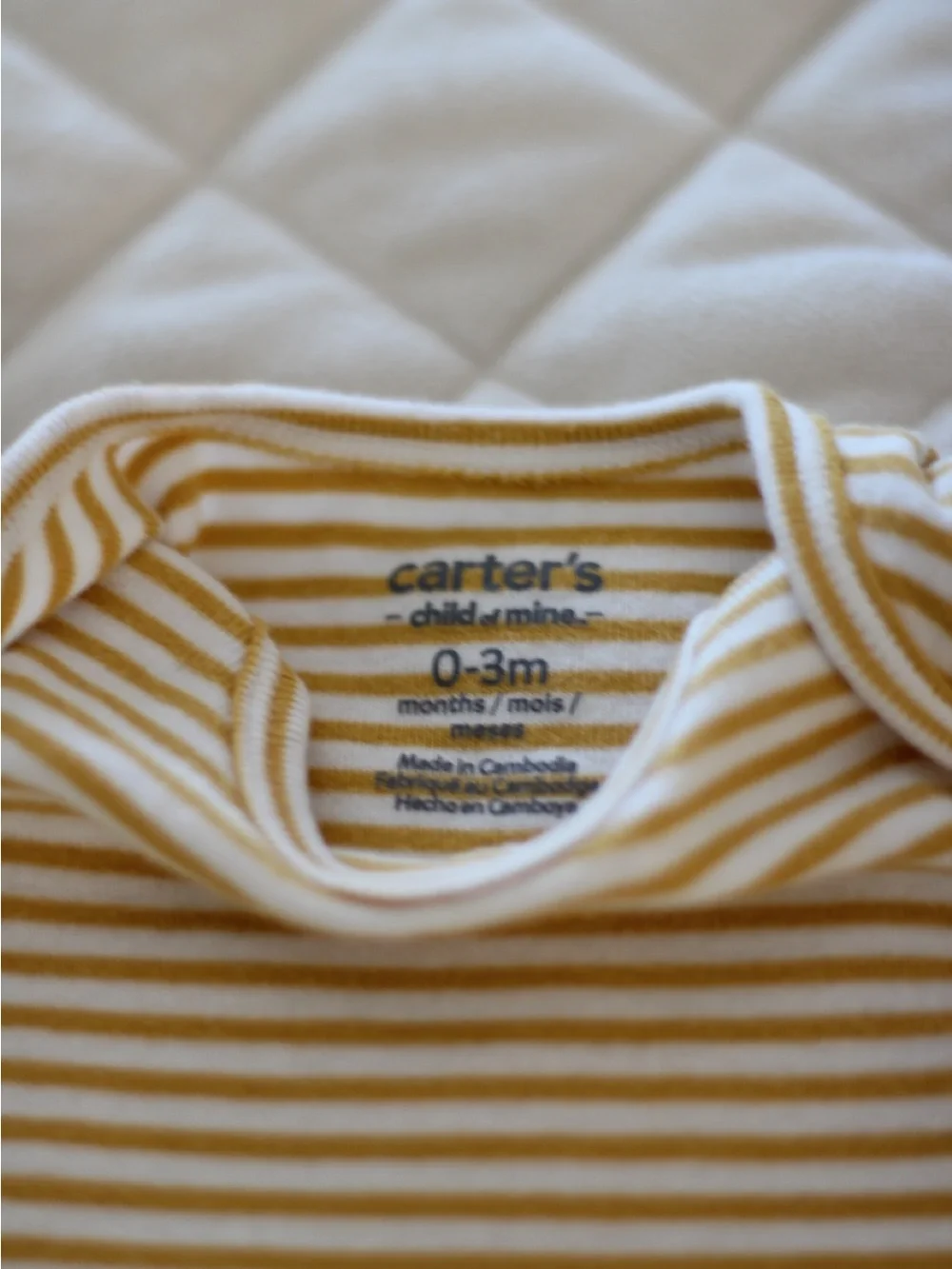 Carter's Short-Sleeve Striped One-Piece Bodysuit in Cream and Yellow